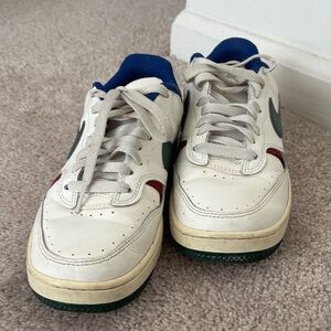 Nike White Sneakers with Blue and Green Accents